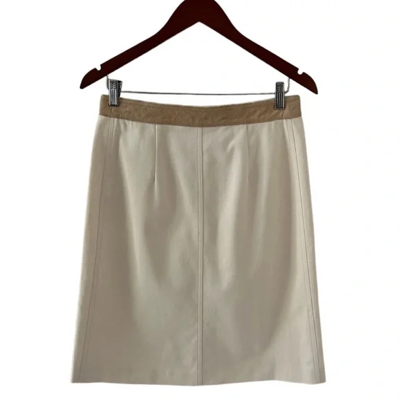 Tory Burch Light Tan A-Line Skirt with Goldtone Logo Buttons Size 6 - Picture 5 of 8
